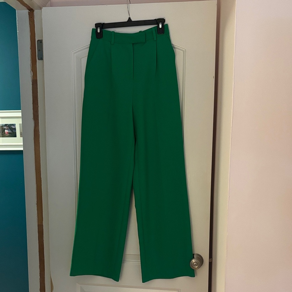 Zara High-Waist Wide-Leg Green Women's Pants